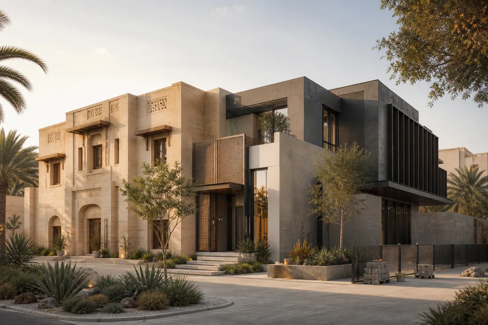 تصور معماري توضيحي: تقييم مشروع قائم قبل الاستكمال أو الترميم